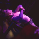 Little Rock Burlesque performer Ruby LaRue performing at Stormey Weather's bimonthly Drag show Titties and Queers in the Capitol of Drag in Little Rock Arkansas at Club Sway
