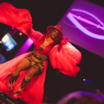 Little Rock Drag artist and Burlesque performer Moss Arati performing at Stormey Weather's bimonthly Drag show Titties and Queers in the Capitol of Drag in Little Rock Arkansas at Club Sway